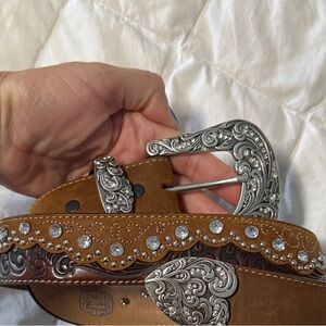 Tony Lama Kaitlyn Crystal Leather Western Belt